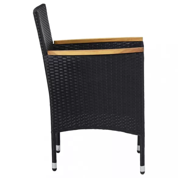 7 részes fekete polyrattan kerti étkezőgarnitúra