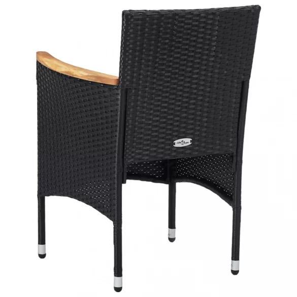 7 részes fekete polyrattan kerti étkezőgarnitúra