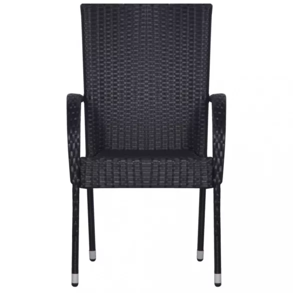 7 részes fekete polyrattan kerti étkezőgarnitúra