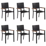 7 részes fekete polyrattan kerti étkezőgarnitúra