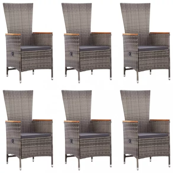 7 részes szürke polyrattan kerti étkezőgarnitúra