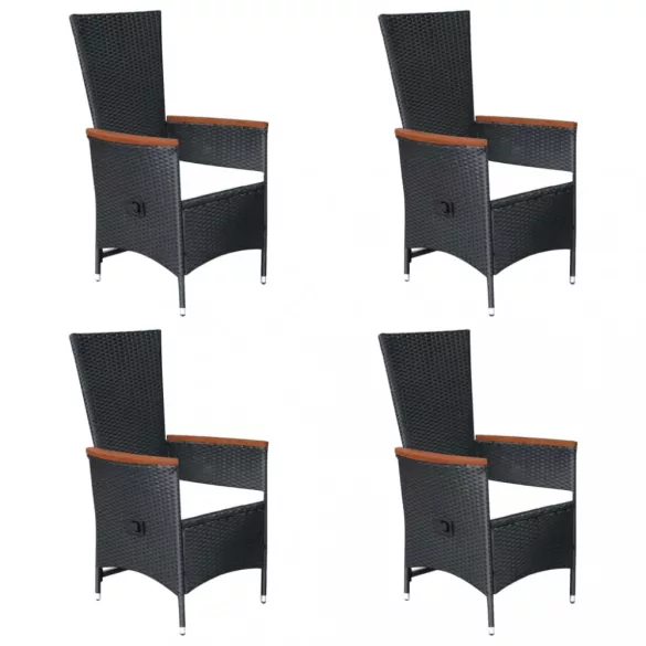 7 részes fekete polyrattan kerti étkezőgarnitúra