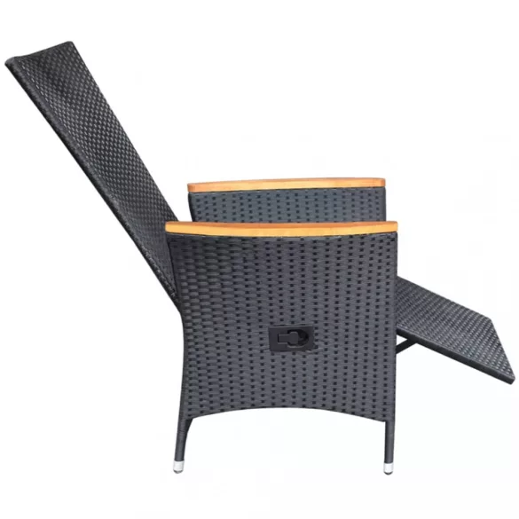 7 részes fekete polyrattan kerti étkezőgarnitúra