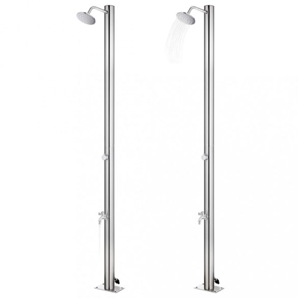 rozsdamentes acél kerti zuhany szürke aljjal 220 cm