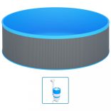 szürke merülőmedence felfüggeszthető szkimmerrel és szivattyúval 350 x 90 cm