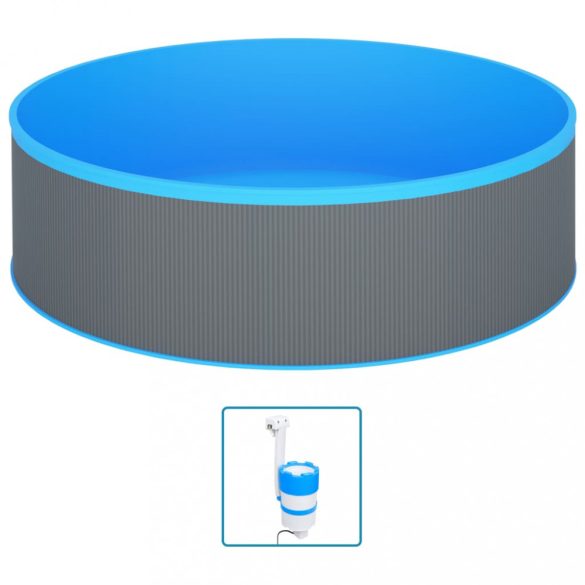 szürke merülőmedence felfüggeszthető szkimmerrel és szivattyúval 350 x 90 cm