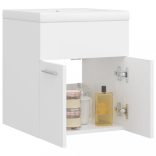 fehér szerelt fa mosdószekrény beépített mosdókagylóval