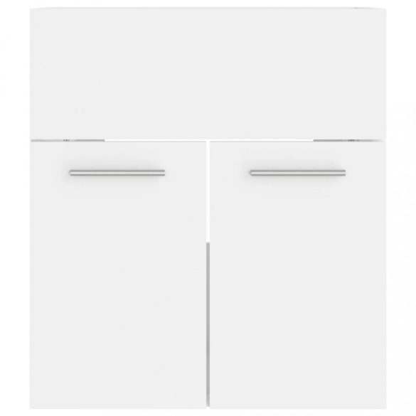 fehér szerelt fa mosdószekrény beépített mosdókagylóval