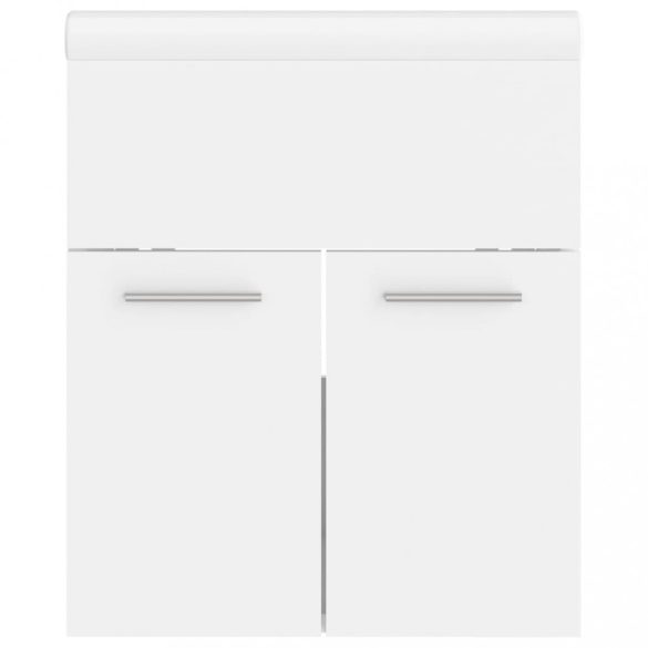 fehér szerelt fa mosdószekrény beépített mosdókagylóval