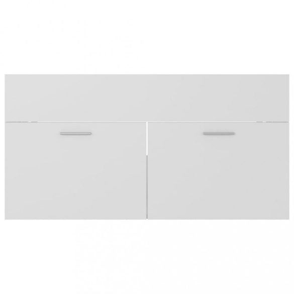 fehér szerelt fa mosdószekrény beépített mosdókagylóval