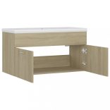 tölgyszínű szerelt fa mosdószekrény beépített mosdókagylóval