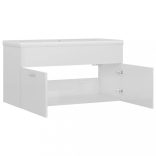 magasfényű fehér szerelt fa mosdószekrény beépített kagylóval