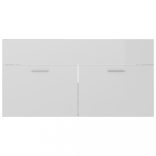 magasfényű fehér szerelt fa mosdószekrény beépített kagylóval