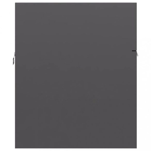 magasfényű szürke szerelt fa mosdószekrény beépített kagylóval