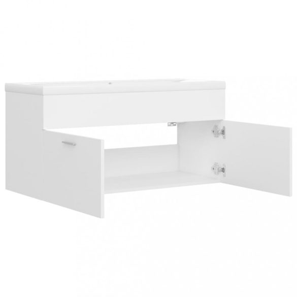 fehér forgácslap mosdószekrény beépített mosdókagylóval