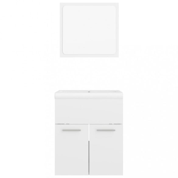 magasfényű fehér forgácslap fürdőszobai bútorszett