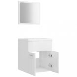 magasfényű fehér forgácslap fürdőszobai bútorszett