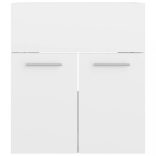 magasfényű fehér forgácslap fürdőszobai bútorszett