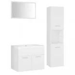 fehér szerelt fa fürdőszobai bútorszett