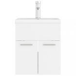 fehér szerelt fa mosdószekrény beépített mosdókagylóval