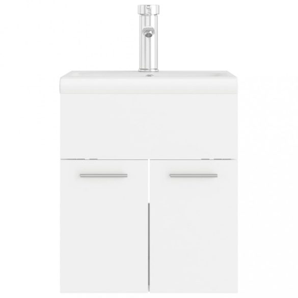 fehér szerelt fa mosdószekrény beépített mosdókagylóval