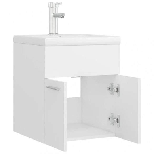 fehér szerelt fa mosdószekrény beépített mosdókagylóval