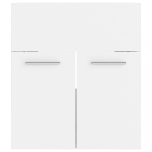 fehér szerelt fa mosdószekrény beépített mosdókagylóval