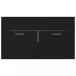 fekete szerelt fa mosdószekrény beépített mosdókagylóval