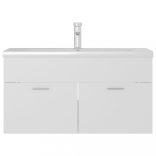 fehér szerelt fa mosdószekrény beépített mosdókagylóval