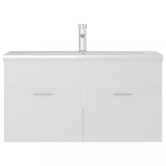 fehér szerelt fa mosdószekrény beépített mosdókagylóval