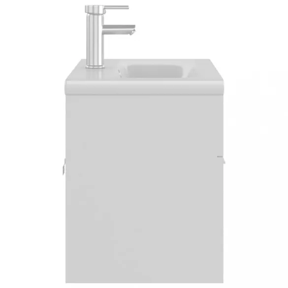 fehér szerelt fa mosdószekrény beépített mosdókagylóval