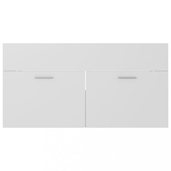 fehér szerelt fa mosdószekrény beépített mosdókagylóval