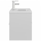 magasfényű fehér szerelt fa mosdószekrény beépített kagylóval