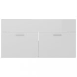 magasfényű fehér szerelt fa mosdószekrény beépített kagylóval