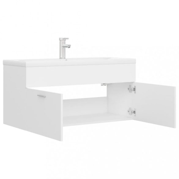 fehér forgácslap mosdószekrény beépített mosdókagylóval