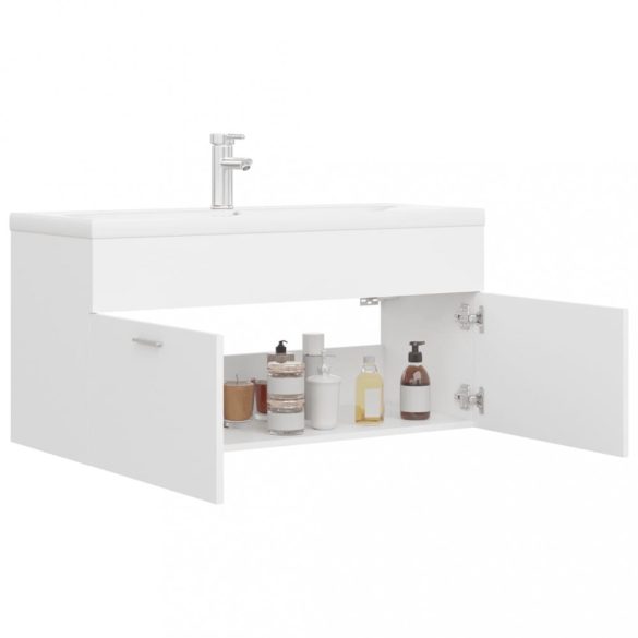 fehér forgácslap mosdószekrény beépített mosdókagylóval