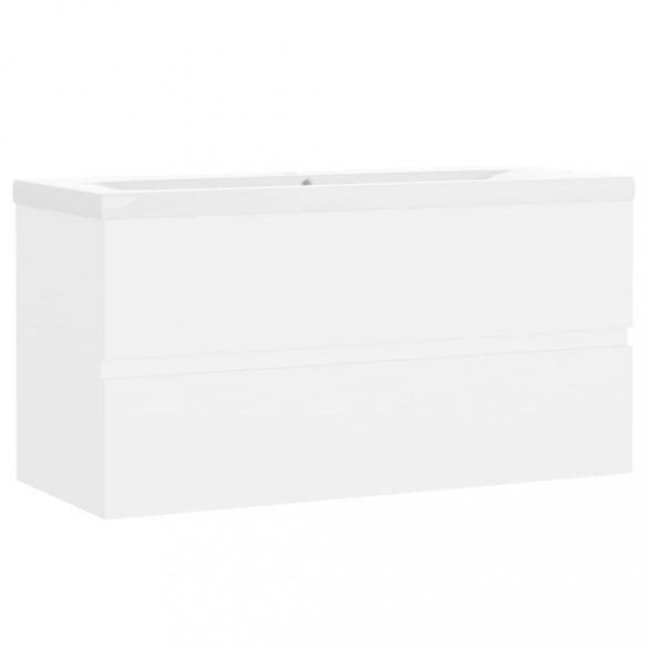 fehér szerelt fa mosdószekrény beépített mosdókagylóval