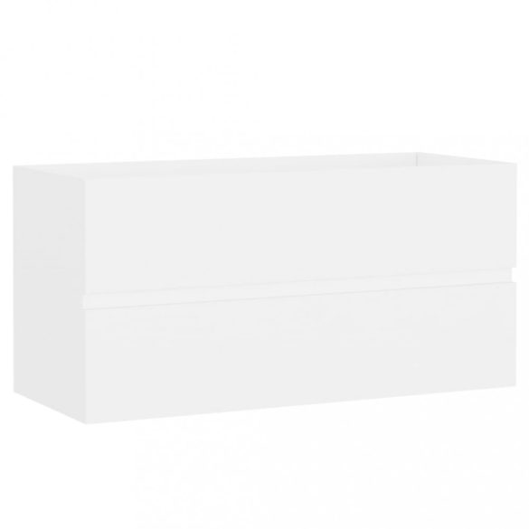 fehér szerelt fa mosdószekrény beépített mosdókagylóval