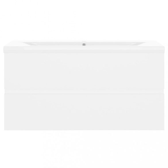 fehér szerelt fa mosdószekrény beépített mosdókagylóval