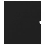 fekete szerelt fa mosdószekrény beépített mosdókagylóval