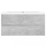 betonszürke szerelt fa mosdószekrény beépített mosdókagylóval