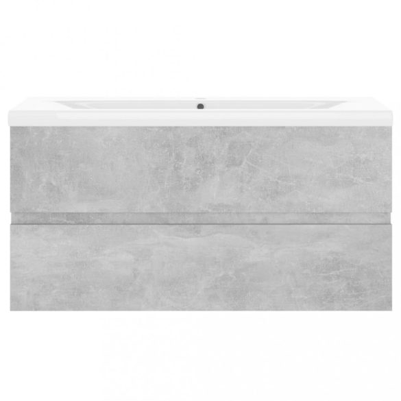 betonszürke szerelt fa mosdószekrény beépített mosdókagylóval