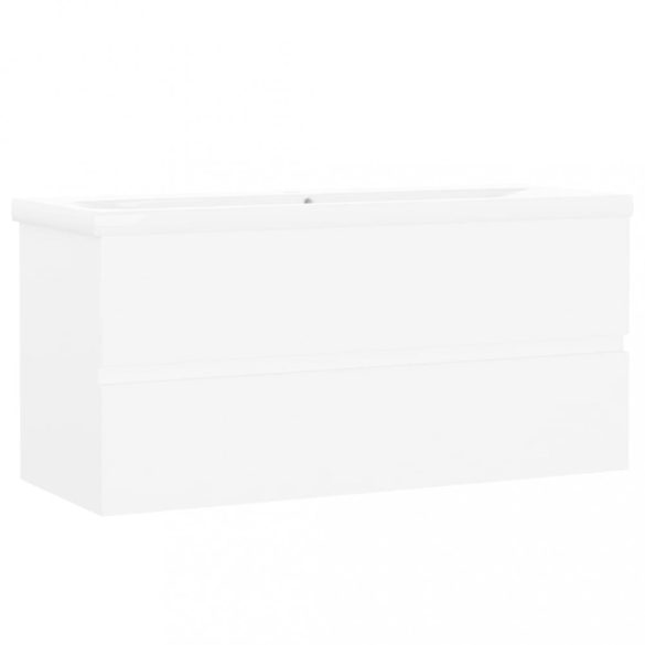 fehér szerelt fa mosdószekrény beépített mosdókagylóval