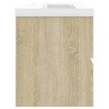 tölgyszínű szerelt fa mosdószekrény beépített mosdókagylóval