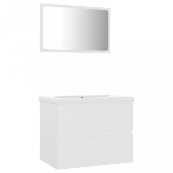 fehér szerelt fa fürdőszobai bútorszett