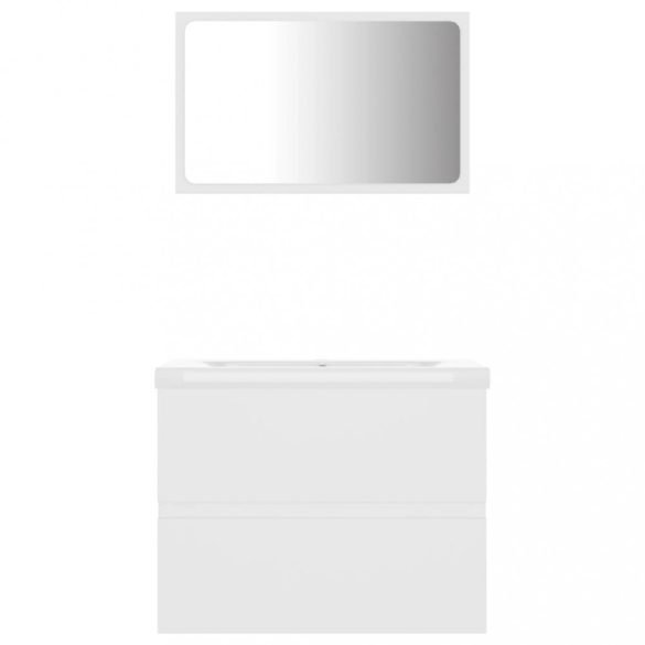 fehér szerelt fa fürdőszobai bútorszett