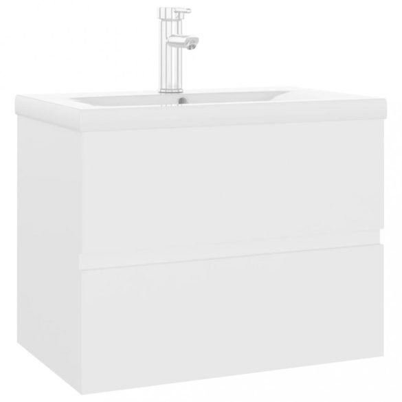 fehér szerelt fa mosdószekrény beépített mosdókagylóval