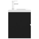 fekete szerelt fa mosdószekrény beépített mosdókagylóval