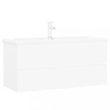 fehér szerelt fa mosdószekrény beépített mosdókagylóval