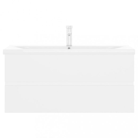 fehér szerelt fa mosdószekrény beépített mosdókagylóval